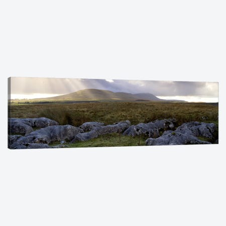 Sun Beams Breaking Through The Clouds Over Ingleborough, Yorkshire Dales National Park, England, United Kingdom Canvas Print #PIM4993} by Panoramic Images Canvas Print