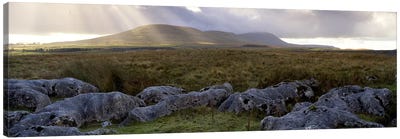 Sun Beams Breaking Through The Clouds Over Ingleborough, Yorkshire Dales National Park, England, United Kingdom Canvas Art Print