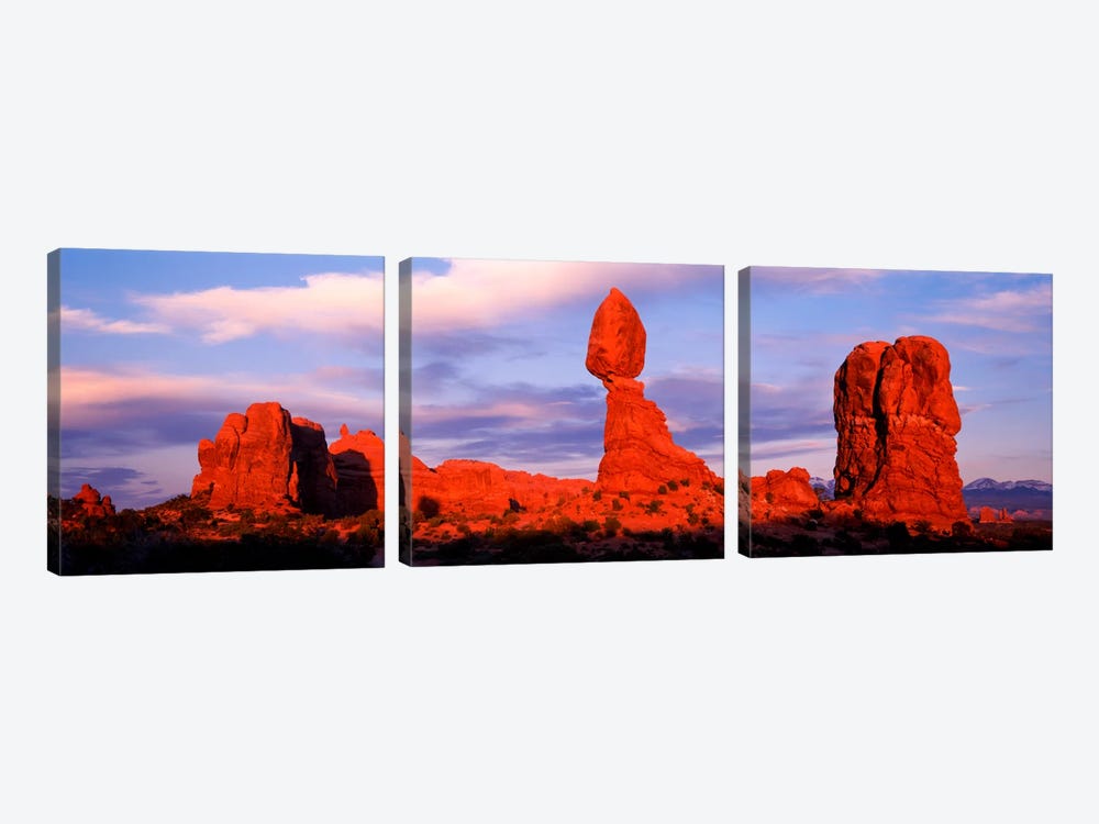 Balanced Rock (middle), Arches National Park, Grand County, Utah, USA by Panoramic Images 3-piece Canvas Wall Art