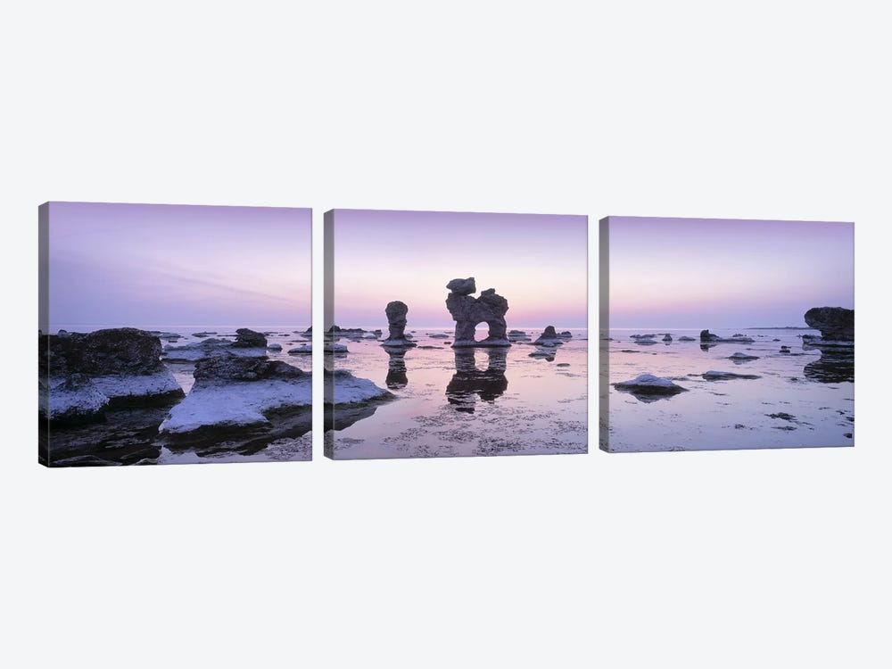 Rauks (Sea Stacks) On The Beach, Faro, Gotland, Sweden by Panoramic Images 3-piece Canvas Art