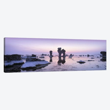 Rauks (Sea Stacks) On The Beach, Faro, Gotland, Sweden Canvas Print #PIM5011} by Panoramic Images Canvas Print