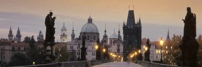 Charles Bridge And The Spires Of Old Town At Twilight, Prague, Czech Republic by Panoramic Images canvas print