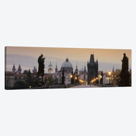 Charles Bridge And The Spires Of Old Town At Twilight, Prague, Czech Republic Canvas Print #PIM5019} by Panoramic Images Canvas Print