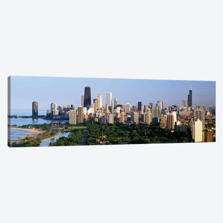 Buildings in a city, view of Hancock Building and Sears Tower, Lincoln Park, Lake Michigan, Chicago, Cook County, Illinois, USA Canvas Print #PIM501} by Panoramic Images Canvas Print