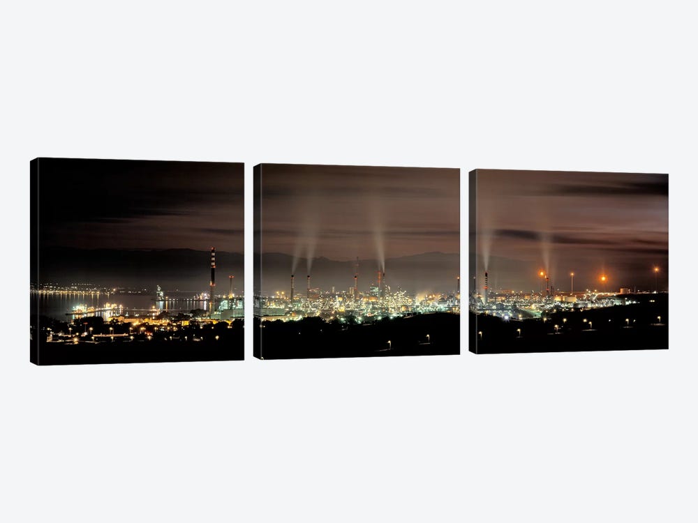 Gibraltar-San Roque Refinery At Night, San Roque, Cadiz, Andalusia, Spain by Panoramic Images 3-piece Art Print