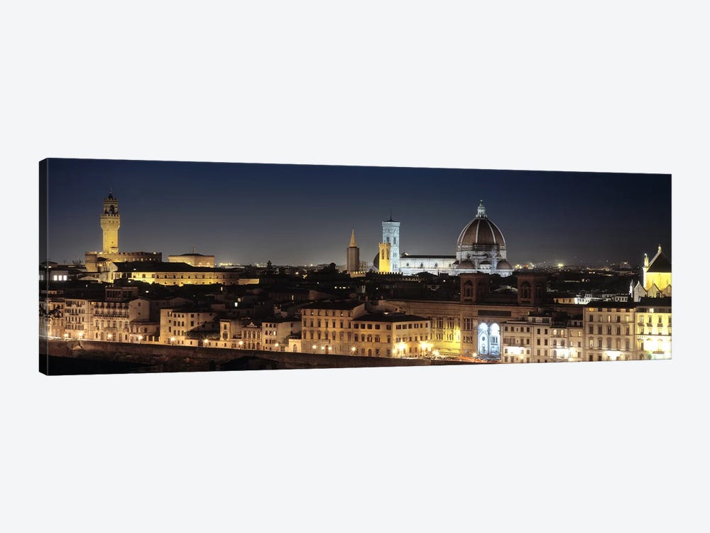 Old Town At Night, Florence, Tuscany, Italy Canvas Artwork | iCanvas