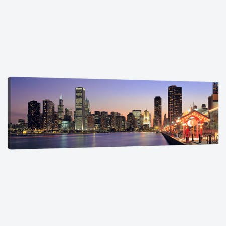 View of The Navy Pier & SkylineChicago, Illinois, USA Canvas Print #PIM502} by Panoramic Images Art Print