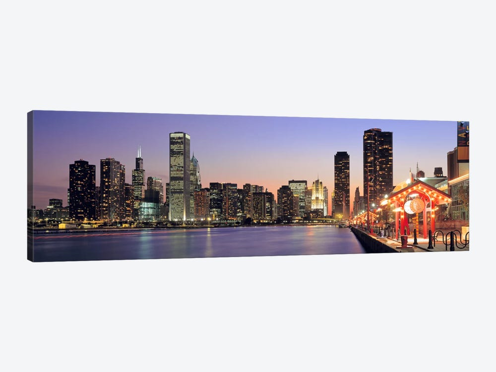 View of The Navy Pier & SkylineChicago, Illinois, USA by Panoramic Images 1-piece Canvas Art