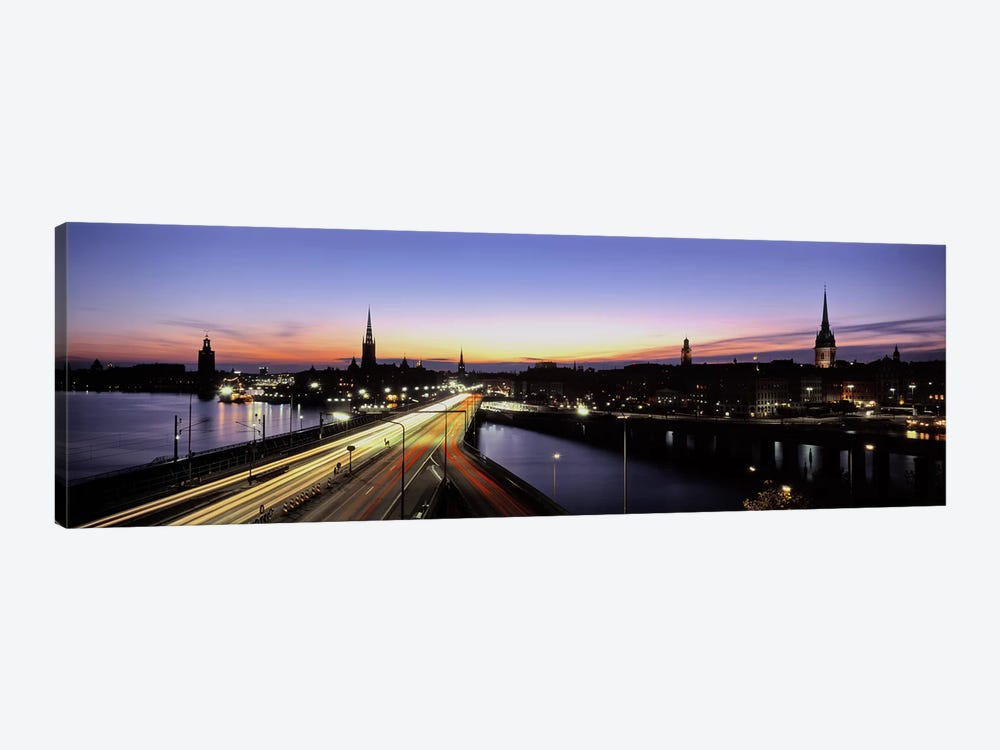 Blurred Motion View Of Nighttime Traffic On Centralbron, Stockholm, Sweden by Panoramic Images 1-piece Canvas Artwork