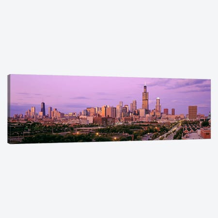 View of A Cityscape At TwilightChicago, Illinois, USA Canvas Print #PIM503} by Panoramic Images Canvas Print