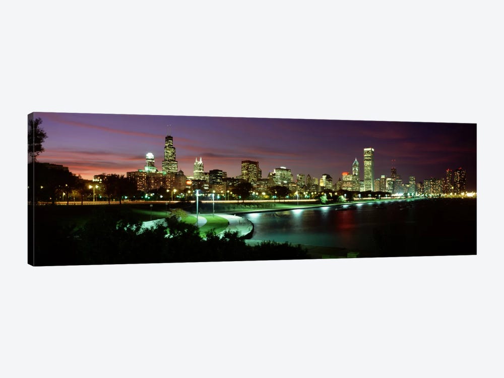 Night skyline Chicago IL USA #2 by Panoramic Images 1-piece Canvas Wall Art