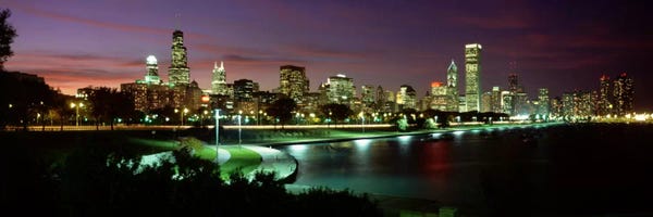 Panoramic Images: Night skyline Chicago IL USA #2 by Panoramic Images