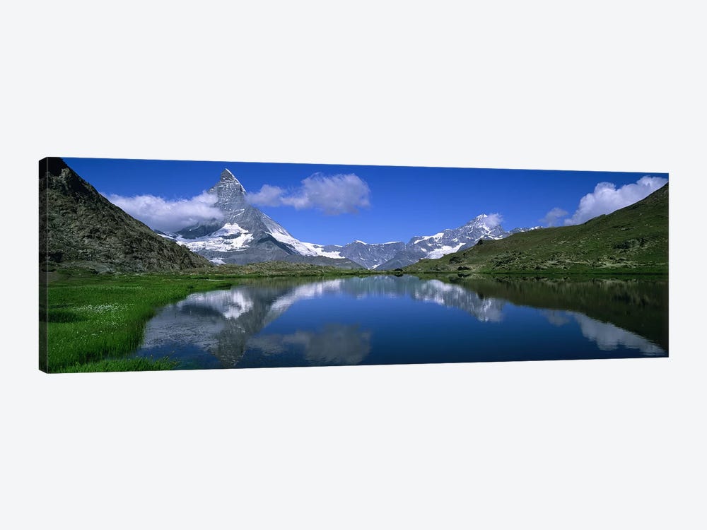 A Snow-Covered Matterhorn And Its Reflection In Riffelsee, Pennine Alps, Switzerland by Panoramic Images 1-piece Art Print