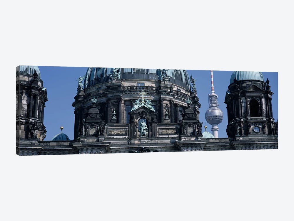 Low angle view of a church, Berliner Dom, with Television Tower (Fernsehturm) in distance, Berlin, Germany by Panoramic Images 1-piece Canvas Art