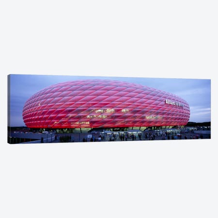 Soccer Stadium Lit Up At Dusk, Allianz Arena, Munich, Germany Canvas Print #PIM5069} by Panoramic Images Canvas Artwork