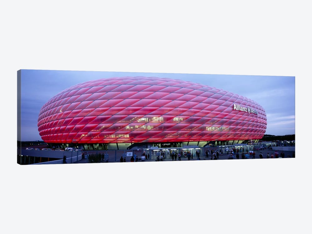 Soccer Stadium Lit Up At Dusk, Allianz Arena, Munich, Germany by Panoramic Images 1-piece Art Print