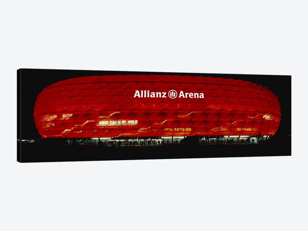 Soccer Stadium Lit Up At Night, Allianz Arena, Munich, Germany by Panoramic Images 1-piece Canvas Art Print