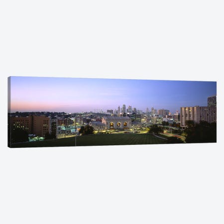 High Angle View of A City Lit Up At DuskKansas City, Missouri, USA Canvas Print #PIM5081} by Panoramic Images Canvas Art
