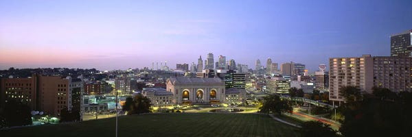 Missouri: High Angle View of A City Lit Up At DuskKansas City, Missouri, USA by Panoramic Images