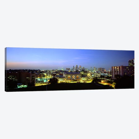 High Angle View of A City Lit Up At DuskKansas City, Missouri, USA Canvas Print #PIM5082} by Panoramic Images Canvas Wall Art