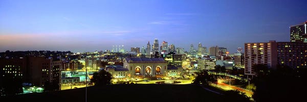 Missouri: High Angle View of A City Lit Up At DuskKansas City, Missouri, USA by Panoramic Images