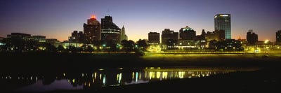 Buildings At The waterfront, Lit Up At DawnMemphis, Tennessee, USA by Panoramic Images canvas print