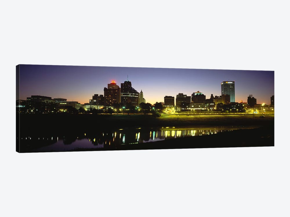 Buildings At The waterfront, Lit Up At DawnMemphis, Tennessee, USA by Panoramic Images 1-piece Canvas Print