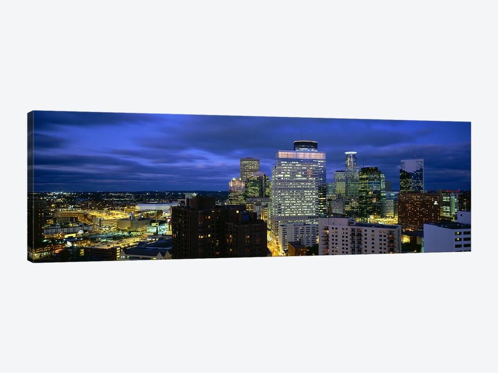 Buildings Lit Up At DuskMinneapolis, Minnesota, USA by Panoramic Images 1-piece Canvas Wall Art