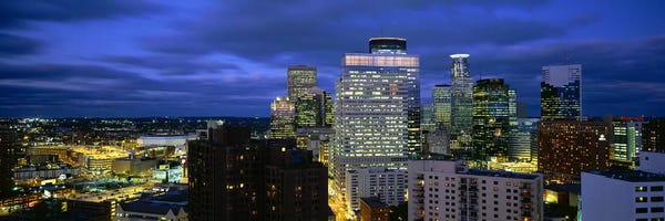 Minneapolis: Buildings Lit Up At DuskMinneapolis, Minnesota, USA by Panoramic Images