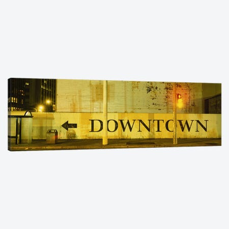 Downtown Sign Printed On A Wall, San Francisco, California, USA Canvas Print #PIM5103} by Panoramic Images Art Print