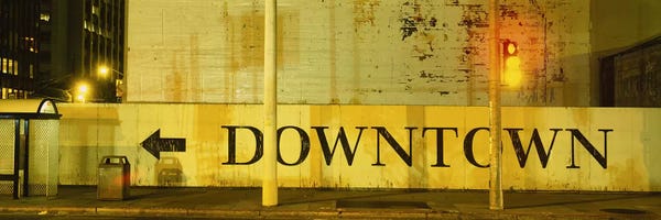 San Francisco: Downtown Sign Printed On A Wall, San Francisco, California, USA by Panoramic Images