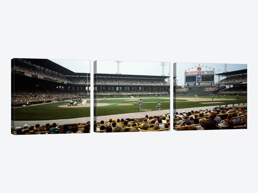 Spectators watching a baseball match in a stadium, U.S. Cellular Field, Chicago, Cook County, Illinois, USA by Panoramic Images 3-piece Art Print