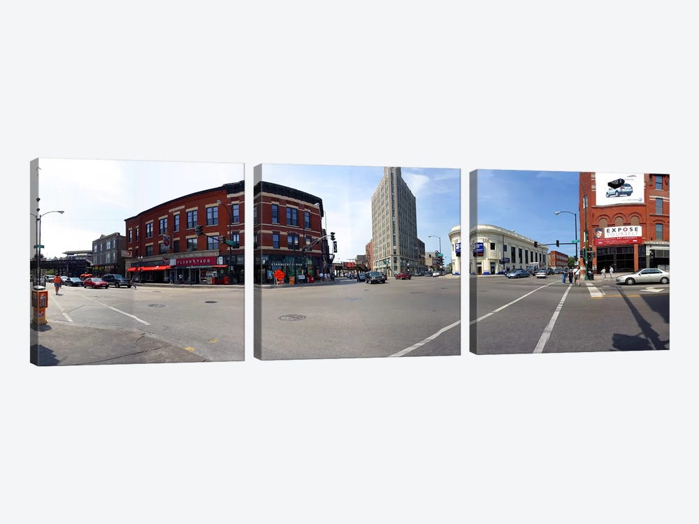 Buildings in a city, Wicker Park and Bucktown, Chicago, Illinois, USA by Panoramic Images 3-piece Canvas Wall Art
