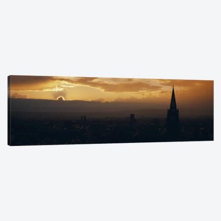 Majestic Sunset At Night, Altstadt, Freiburg, Germany Canvas Print #PIM5119} by Panoramic Images Canvas Artwork