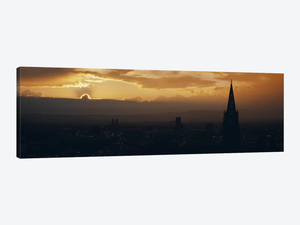 Majestic Sunset At Night, Altstadt, Freiburg, Germany by Panoramic Images 1-piece Canvas Art Print