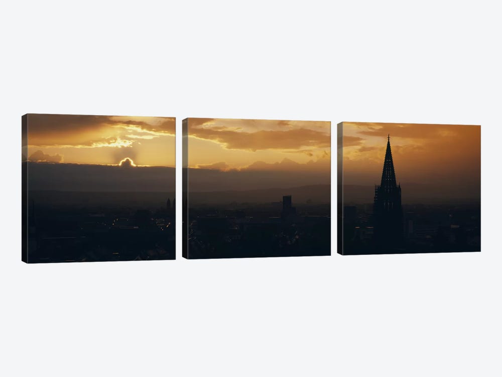 Majestic Sunset At Night, Altstadt, Freiburg, Germany by Panoramic Images 3-piece Art Print