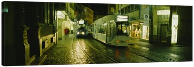 Cable Cars Moving On A Street, Freiburg, Germany Canvas Art Print