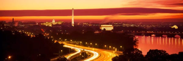 Washington, D.C.: SunsetAerial, Washington DC, District of Columbia, USA by Panoramic Images