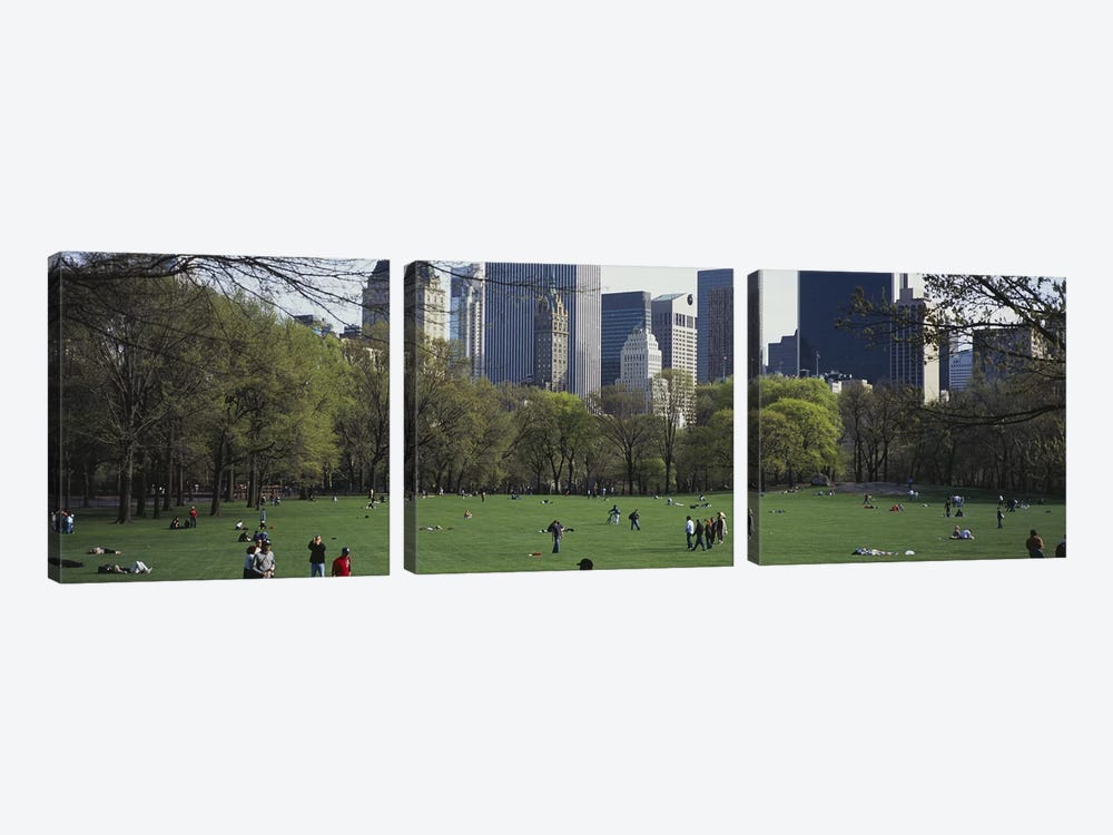 Group of people in a park, Central Park, Manhattan, New York City, New York State, USA by Panoramic Images 3-piece Canvas Art