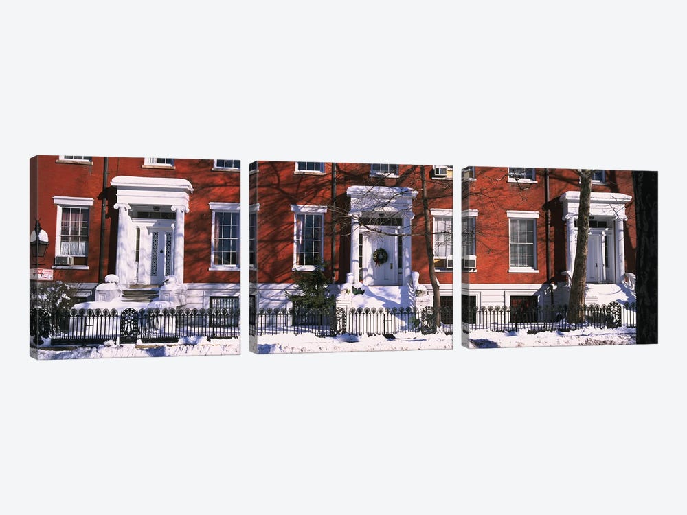 Facade of houses in the 1830Õs Federal style of architecture, Washington Square, New York City, New York State, USA by Panoramic Images 3-piece Art Print