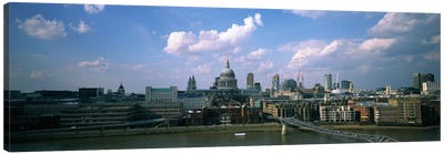 Buildings on the waterfront, St. Paul's Cathedral, London, England Canvas Art Print - England Art