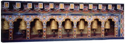 Prayer Wheels In A Temple, Chimi Lhakhang, Punakha, Bhutan Canvas Art Print - Buddhism Art