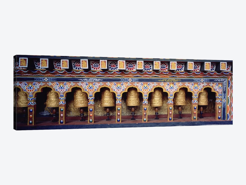Prayer Wheels In A Temple, Chimi Lhakhang, Punakha, Bhutan by Panoramic Images 1-piece Canvas Artwork