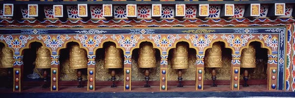 Buddhism: Prayer Wheels In A Temple, Chimi Lhakhang, Punakha, Bhutan by Panoramic Images