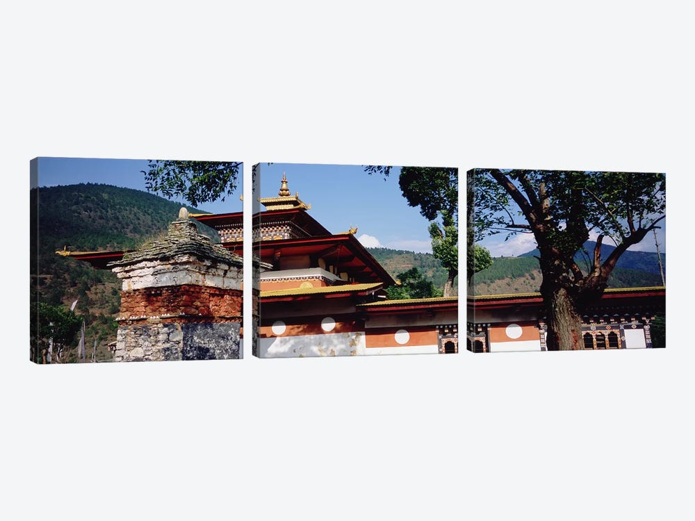 Temple In A City, Chimi Lhakhang, Punakha, Bhutan by Panoramic Images 3-piece Canvas Print