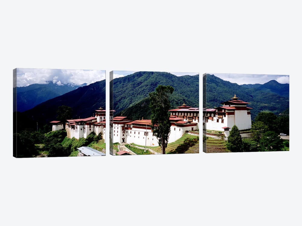 Castle On A Mountain, Trongsar Dzong, Trongsar, Bhutan by Panoramic Images 3-piece Canvas Art