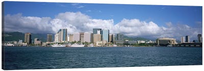 Buildings On The Waterfront, Downtown, Honolulu, Hawaii, USA Canvas Art Print - Honolulu Art
