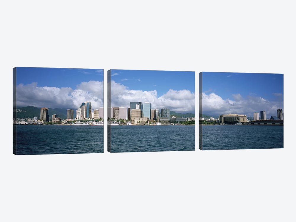 Buildings On The Waterfront, Downtown, Honolulu, Hawaii, USA by Panoramic Images 3-piece Canvas Art Print