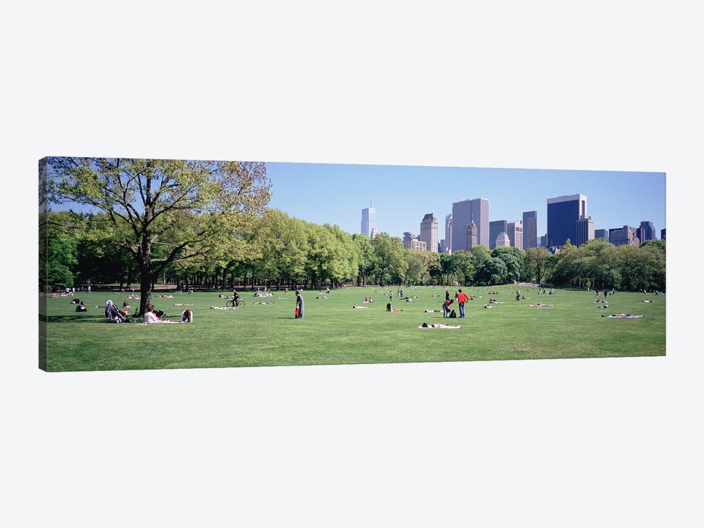 Group Of People In A Park, Sheep Meadow, Central Park, NYC, New York City, New York State, USA by Panoramic Images 1-piece Art Print