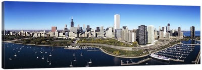 Boats docked at a harbor, Chicago, Illinois, USA Canvas Art Print - Chicago Skylines